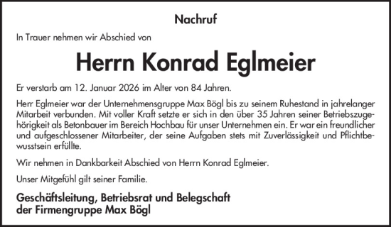 Traueranzeige von Konrad Eglmeier von Neumarkter Tagblatt