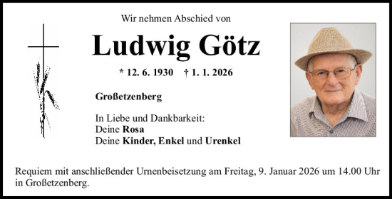 Traueranzeige von Ludwig Götz von Mittelbayerische Zeitung Regensburg