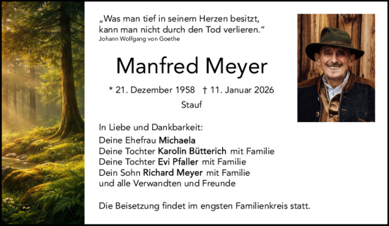 Traueranzeige von Manfred Meyer von Neumarkter Tagblatt