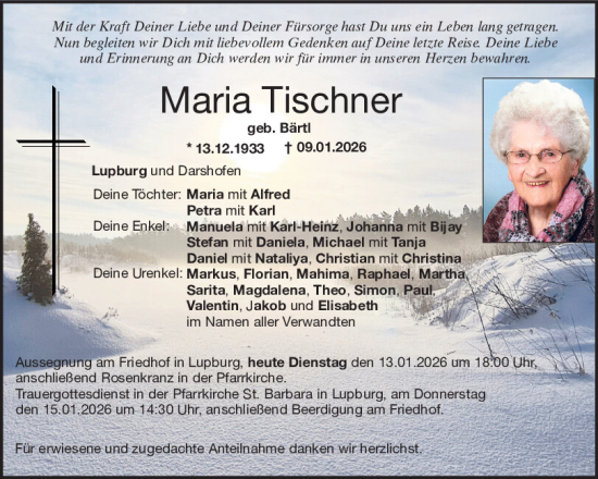 Traueranzeige von Maria Tischner von Neumarkter Tagblatt