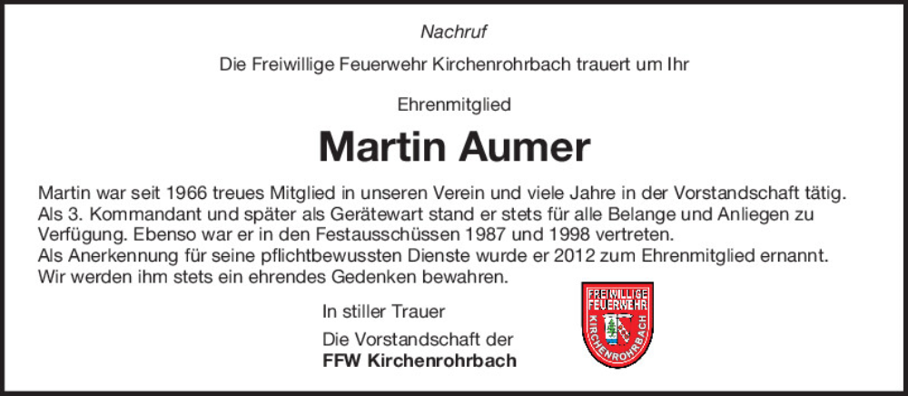  Traueranzeige für Martin Aumer vom 13.01.2026 aus Bayerwald Echo