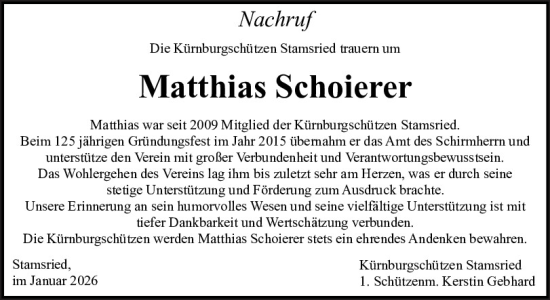 Traueranzeige von Matthias Schoierer von Bayerwald Echo