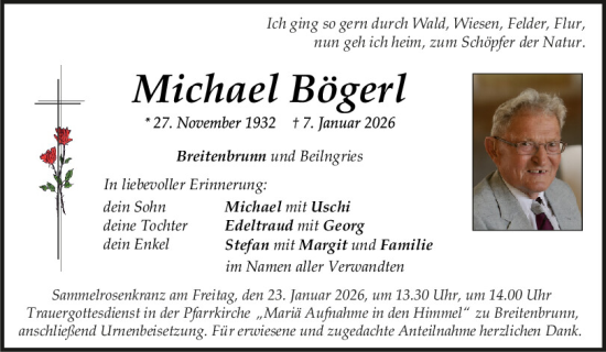 Traueranzeige von Michael Bögerl von Neumarkter Tagblatt