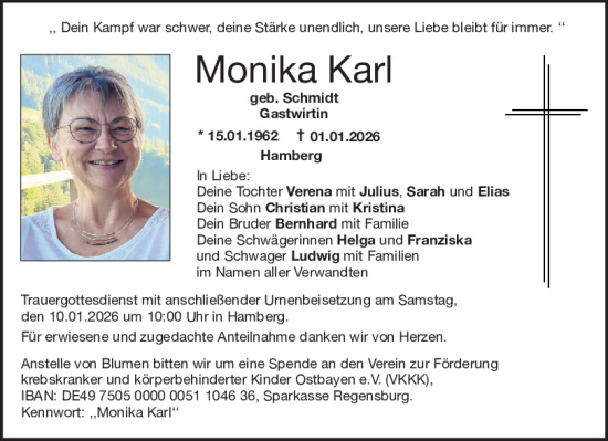 Traueranzeige von Monika Karl von Neumarkter Tagblatt