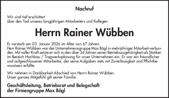 Traueranzeige von Rainer Wübben von Neumarkter Tagblatt