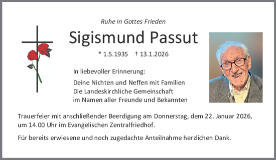 Traueranzeige von Sigismund Passut von Mittelbayerische Zeitung Regensburg