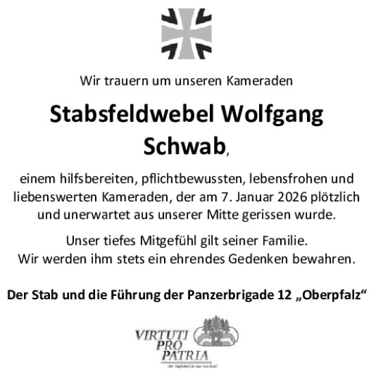 Traueranzeige von Wolfgang Schwab von Bayerwald Echo