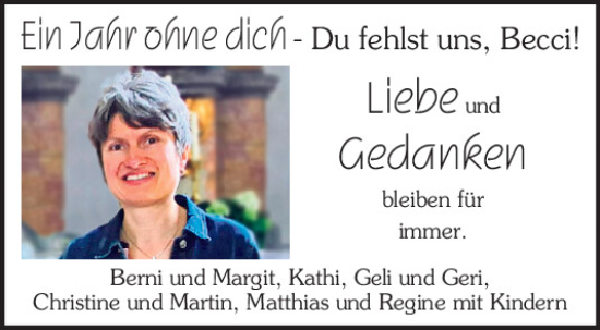 Traueranzeige von Becci  von Neumarkter Tagblatt