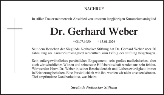 Traueranzeige von Gerhard Weber von Mittelbayerische Zeitung Regensburg
