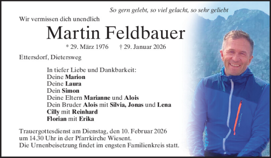 Traueranzeige von Martin Feldbauer von Mittelbayerische Zeitung Regensburg