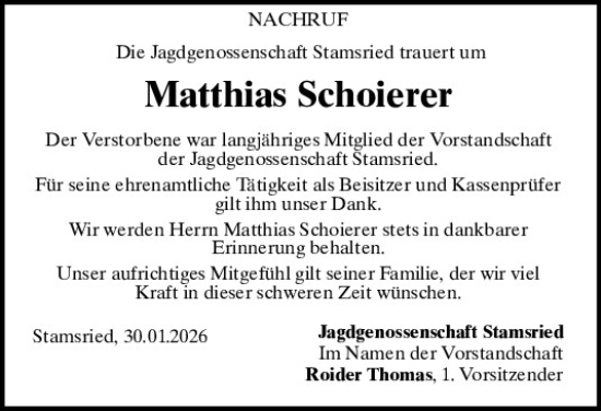 Traueranzeige von Matthias Schoierer von Bayerwald Echo