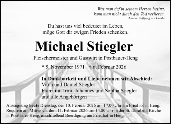 Traueranzeige von Michael Stiegler von Neumarkter Tagblatt