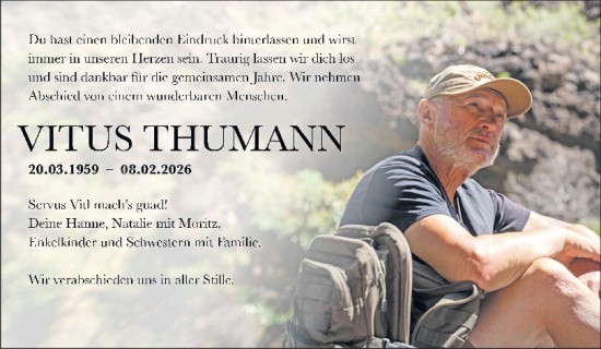Traueranzeige von Vitus Thumann von Neumarkter Tagblatt
